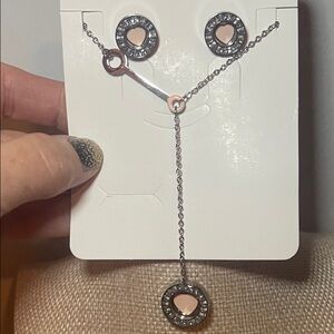 Stainless Steel Heart Jewelry Set - Silver and Pink